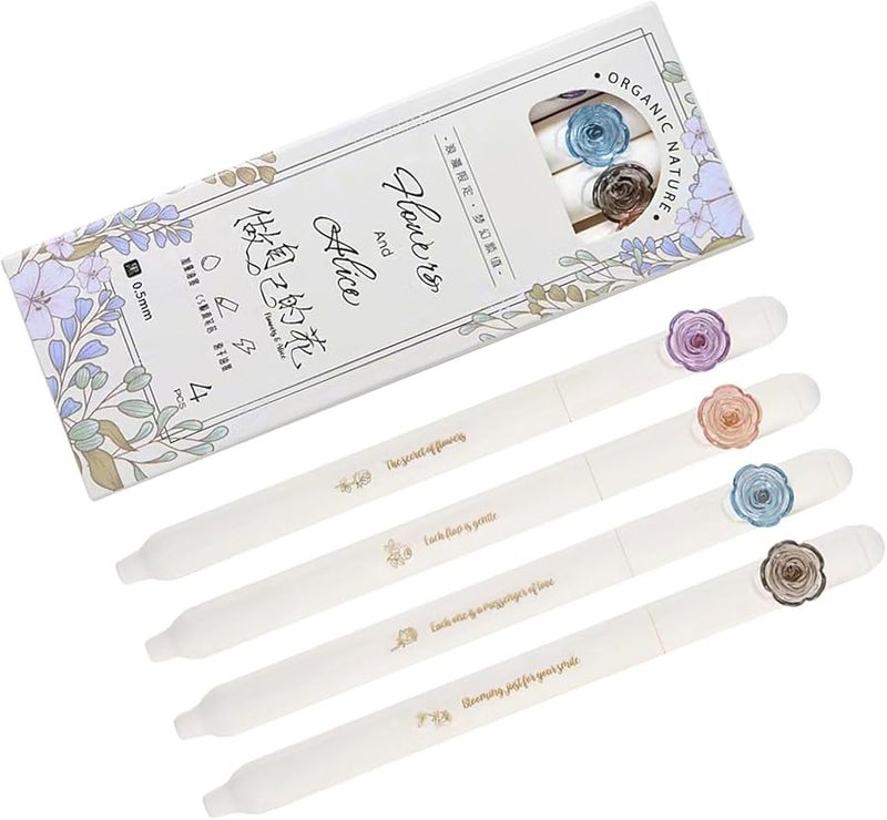Make Your Own Flower Butterfly Gel Pen Set 4Pcs 0.5mm Quick Dry for Writing Journaling Office - Image 1